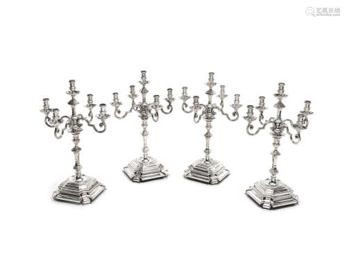 by Goldsmiths & Silversmiths Co Ltd, London 1938  (4) A set of four five-light silver candelabra from the Painted Hall at Greenwich