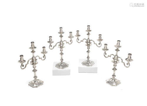 by Goldsmiths & Silversmiths Co Ltd, London 1938  (4) A set of four three-light silver candelabra from the Painted Hall at Greenwich