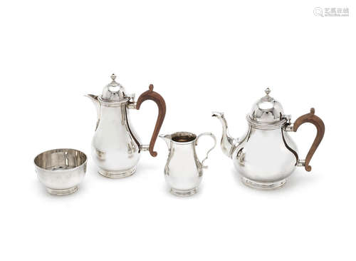 by Mappin & Webb, London 1927  A four-piece silver tea service