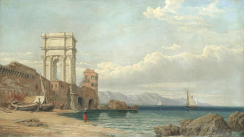 The Arch of Trajan, Ancona Attributed to George Clarkson Stanfield(British, 1828-1878)