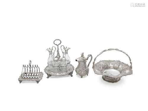 by Hunt & Roskell, London 1870  (4) A group of Victorian silver 'Teniers' style pieces