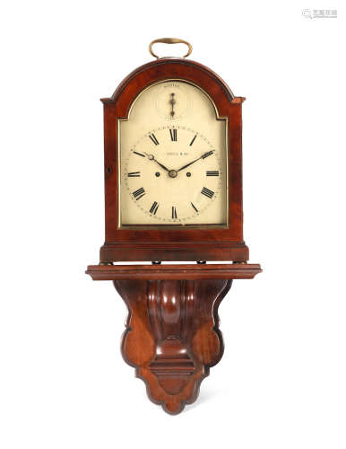 the dial indistinctly signed Yonge & Son An early 19th century mahogany bracket clock with bracket