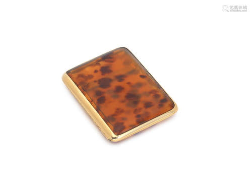 by Asprey, London 1925  An 18 carat gold-mounted tortoiseshell cigarette case