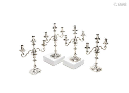 by Goldsmiths & Silversmiths Co Ltd, London 1938  (4) A set of four three-light silver candelabra from the Painted Hall at Greenwich
