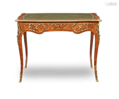 in the Louis XV style A French late 19th century gilt bronze mounted kingwood table a ecrire