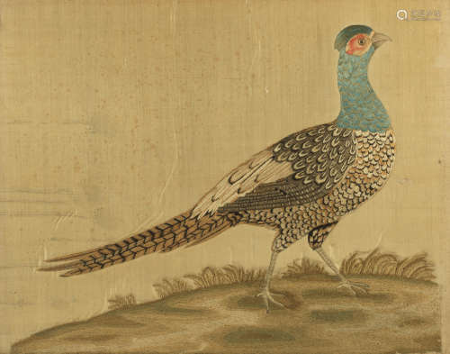 A George III  silkwork picture of pheasant
