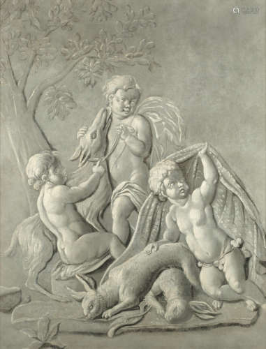 Putti fishing; Putti blowing bubbles; Putti frolicking; and Putti with hunting spoils  (4) Follower of Jacob de Wit(Amsterdam 1695-1754)