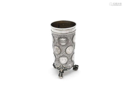 by Körner and Proll, Berlin late 19th century  A large German silver coin beaker