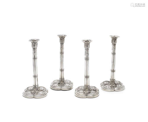 by Hannam & Crouch, London 1765  (4) A set of four George III silver candlesticks