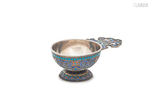 maker's mark 'GK', Moscow 1886  A 19th century Russian enamelled silver charka