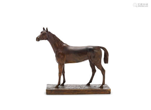 After Jules Moigniez (French, 1835-1894): A patinated bronze model of a horse, signed J.Moigniez