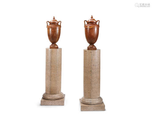 in the 19th century style A pair of pink granite columns