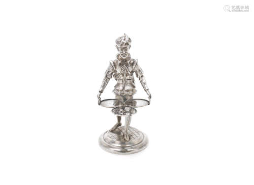 by John Septimus Beresford, London 1878, also stamped 'H Lewis 7 New Bond St'  An unusual Victorian silver figurine