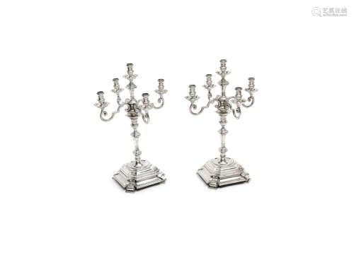 by Goldsmiths & Silversmiths Co Ltd, London 1938  (2) A pair of five-light silver candelabra from the Painted Hall at Greenwich