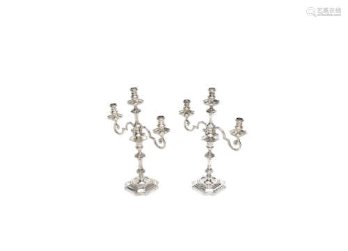 by Goldsmiths & Silversmiths Co Ltd, London 1938  (2) A pair of three-light silver candelabra from the Painted Hall at Greenwich