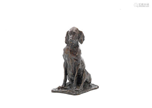 Pavel Petrovich Troubetzkoy (Russian, 1866-1938): A patinated bronze model of a seated hound