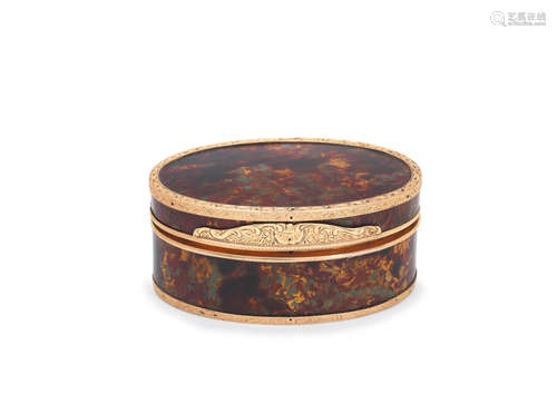 Paris marks for 1765  An 18th century gold-mounted tortoiseshell box