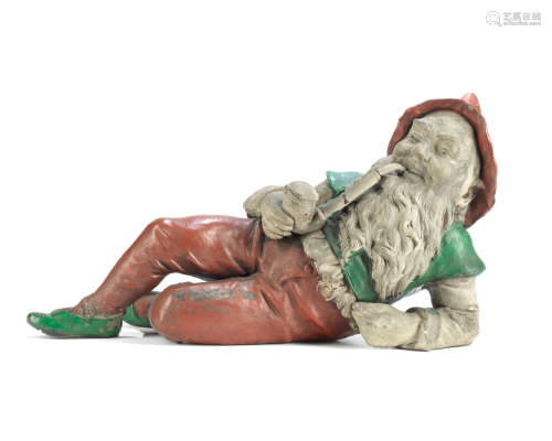 circa 1918-1938 A painted terracotta garden figure of a gnome by the Johann Maresch facotry