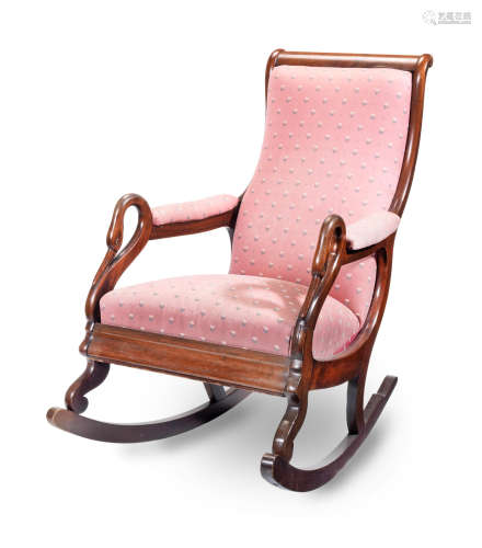 probably American An early 20th century mahogany 'gooseneck' rocking chair