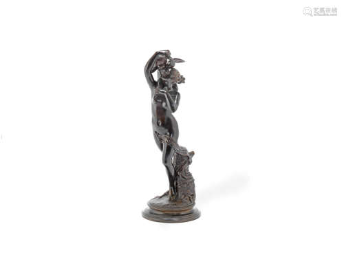 Charles Auguste Fraikin (French, 1817-1893): A patinated bronze figural group of Venus and Cupid