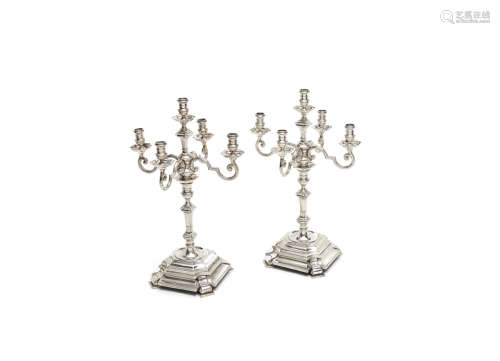 by Goldsmiths & Silversmiths Co Ltd, London 1938   (2) A pair of five-light silver candelabra from the Painted Hall at Greenwich