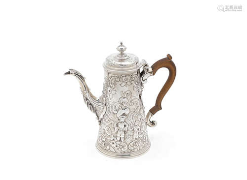 by Benjamin Godfrey, London 1734  A George II silver coffee pot