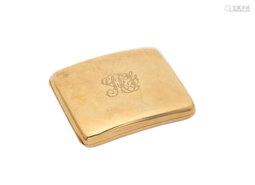 by Asprey, Birmingham 1927  A 9ct gold cigarette case