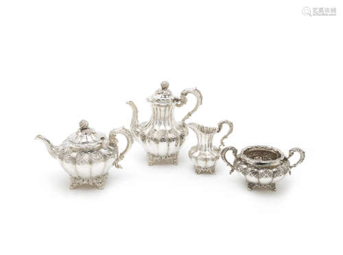 by William Sweeting, London 1839  (4) A Victorian four-piece silver tea service