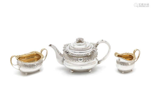 by Solomon Hougham, London 1815 / 1816  (3) A George III three-piece silver tea service