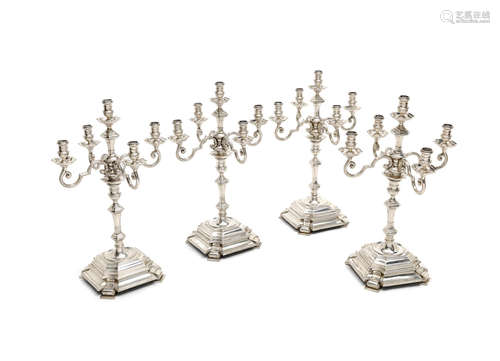 by Goldsmiths & Silversmiths Co Ltd, London 1938  (4) A set of four five-light silver candelabra from the Painted Hall at Greenwich