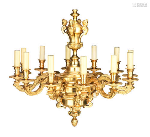 in the Louis XIV style A gilt bronze eight light chandelier