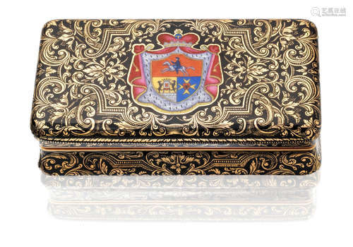 by Jean-François Bautte & Cie, Geneva 1826 - 1852,   A 19th century Swiss gold and enamelled snuff box