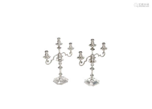 by Goldsmiths & Silversmiths Co Ltd, London 1938  (2) A pair of three-light silver candelabra from the Painted Hall at Greenwich