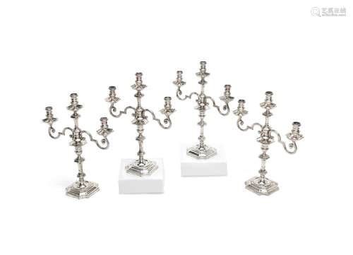 by Goldsmiths & Silversmiths Co Ltd, London 1938  (4) A set of four three-light silver candelabra from the Painted Hall at Greenwich