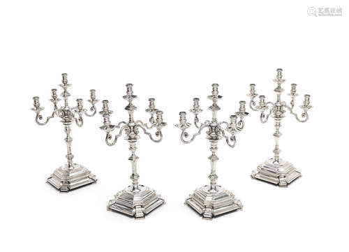 by Goldsmiths & Silversmiths Co Ltd, London 1938  (4) A set of four five-light silver candelabra from the Painted Hall at Greenwich