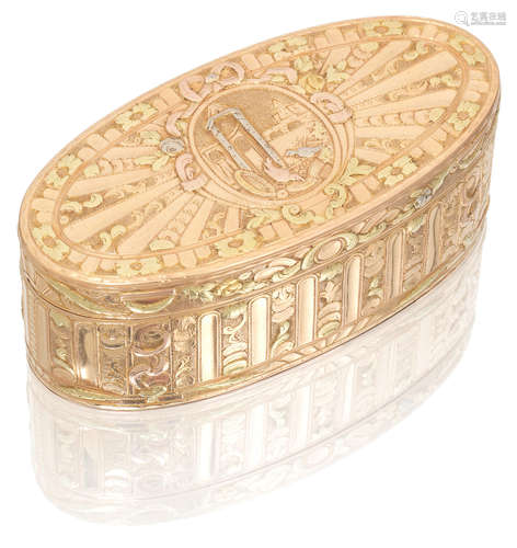 by Philippe-Emanuel Garbé, Paris 1770  A Louis XV vari-coloured gold snuff box