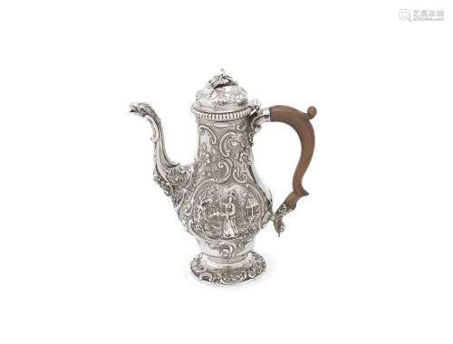 by Samuel Courtauld (I), London 1757  A George II silver chinoiserie coffee pot