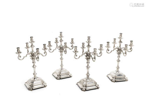 by Goldsmiths & Silversmiths Co Ltd, London 1938  (4) A set of four five-light silver candelabra from the Painted Hall at Greenwich