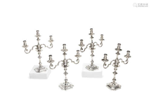 by Goldsmiths & Silversmiths Co Ltd, London 1938  (4) A set of four three-light silver candelabra from the Painted Hall at Greenwich