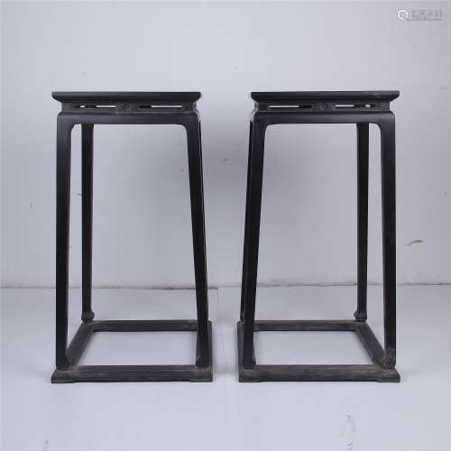 PAIR OF CHINESE HARDWOOD PLANTER STANDS