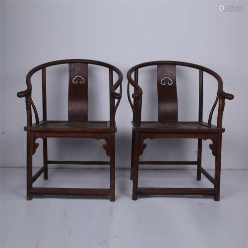 PAIR OF CHINESE HARDWOOD ARM CHAIRS