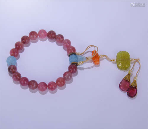 CHINESE TUROMALINE BEAD BRACELET