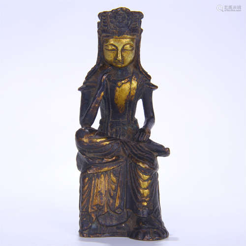 CHINESE GILT BRONZE SEATED BUDDHA