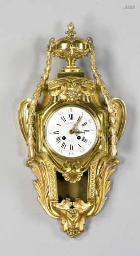 Cartellclock, 2nd half of the 19th century, fire-gilded cast with floral or