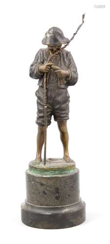 Arthur Lewin-Funcke (1866-1937) (attrib.), Angling boy, patinated bronze on