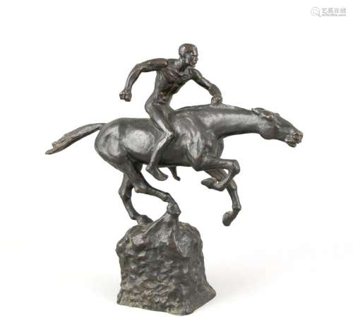 Willibald Fritsch (1876-1948), naked rider galloping, dark patinated bronze