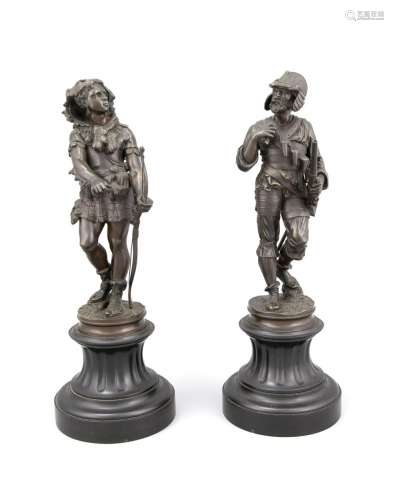 Jean-Baptiste Alix (1801-?), Pair of bronze statuettes of a Spanish Conquis
