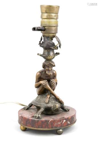 Symbolist lamp base, probably Vienna around 1900, electr., 1-flg., A Satyr