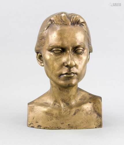 Klaus Jarré (* 1952), Hamburg sculptor, portrait bust of a lady, bronze, si