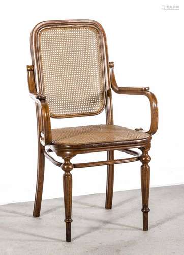 Armlehnstuhl, Buche massiv, Fa. Thonet, Wien, um 1900, Bugholz, kanellierte